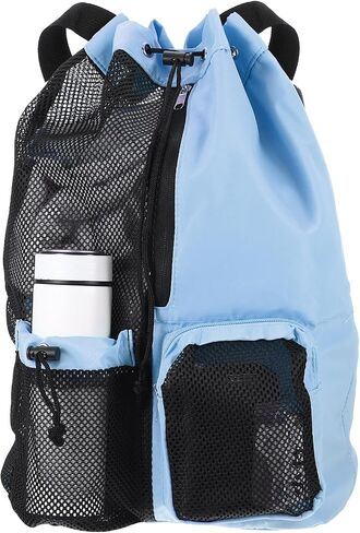PATIKIL Swim Bag Mesh Drawstring Backpack, with Wet Pocket Swimming Pool Sports Backpack in Saudi Arabia