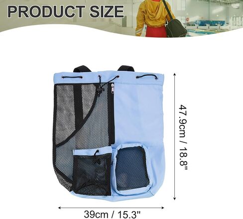 PATIKIL Swim Bag Mesh Drawstring Backpack, with Wet Pocket Swimming Pool Sports Backpack in Saudi Arabia