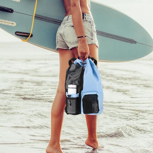PATIKIL Swim Bag Mesh Drawstring Backpack, with Wet Pocket Swimming Pool Sports Backpack in Saudi Arabia