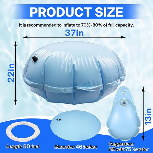 3.8 Ft Round Pool Pillows for Winterizing with 20PCS Pool Cover Weights Winterizing Kit, Frost- Resistant PVC Winter Pool Pillow with Water Bags, 50 Ft Rope & 20 Hooks in Saudi Arabia