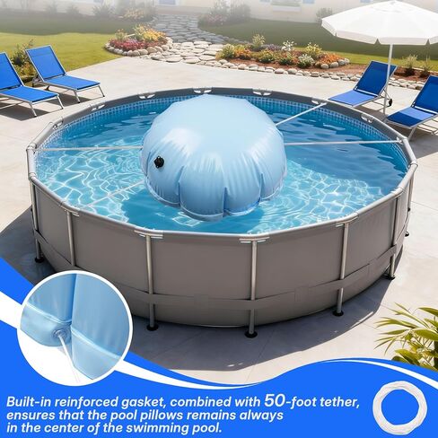 3.8 Ft Round Pool Pillows for Winterizing with 20PCS Pool Cover Weights Winterizing Kit, Frost- Resistant PVC Winter Pool Pillow with Water Bags, 50 Ft Rope & 20 Hooks in Saudi Arabia