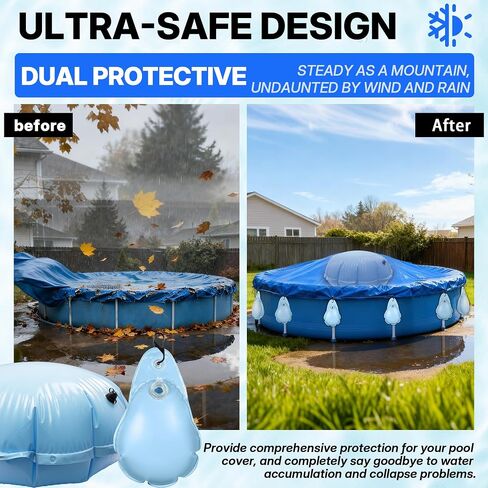 3.8 Ft Round Pool Pillows for Winterizing with 20PCS Pool Cover Weights Winterizing Kit, Frost- Resistant PVC Winter Pool Pillow with Water Bags, 50 Ft Rope & 20 Hooks in Saudi Arabia