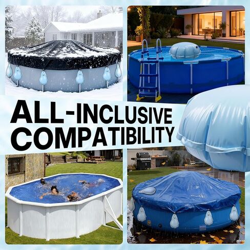 3.8 Ft Round Pool Pillows for Winterizing with 20PCS Pool Cover Weights Winterizing Kit, Frost- Resistant PVC Winter Pool Pillow with Water Bags, 50 Ft Rope & 20 Hooks in Saudi Arabia