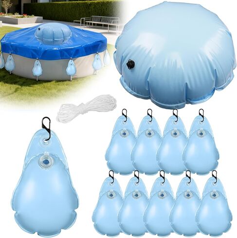 3.8 Ft Round Pool Pillows for Winterizing with 20PCS Pool Cover Weights Winterizing Kit, Frost- Resistant PVC Winter Pool Pillow with Water Bags, 50 Ft Rope & 20 Hooks in Saudi Arabia