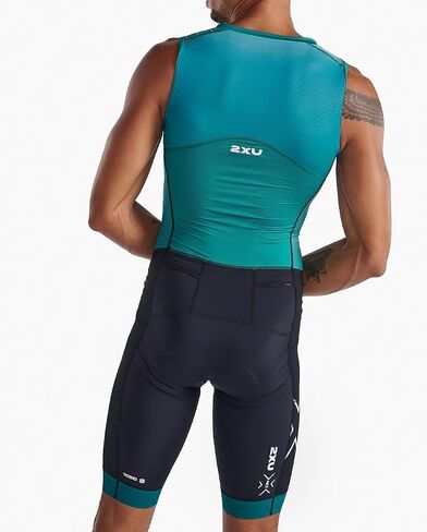 2XU Men's Light Speed Front Zip Sleeveless Trisuit Forest Green/Raft in Saudi Arabia