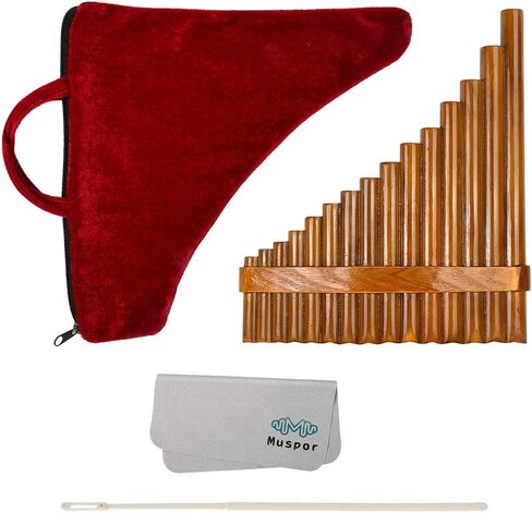 Professional Panpipe Pan Flute Instrument 15 Pipes Rondador Bamboo Woodwind Key 1 Set for Student Folk Music- Right-Hand in Saudi Arabia