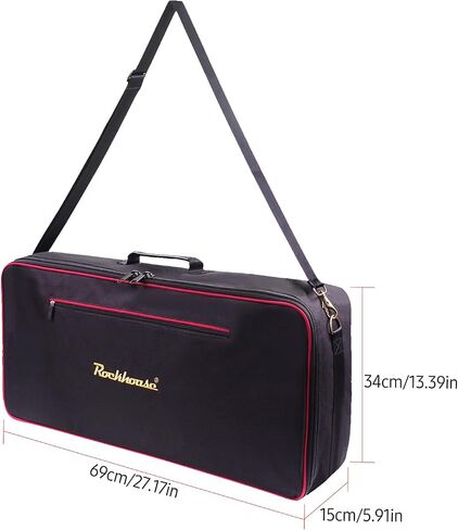Effect Pedal Bag Guitar Pedal Board Carry Bag Oxford Cloth Portable Zipper Handbag Shoulder Bag with Detachable Strap (Black), Large in Saudi Arabia