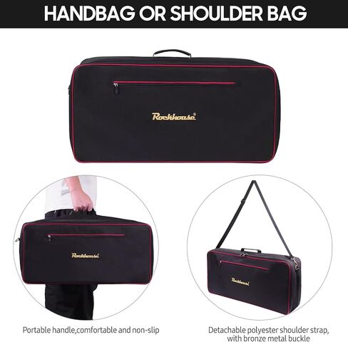 Effect Pedal Bag Guitar Pedal Board Carry Bag Oxford Cloth Portable Zipper Handbag Shoulder Bag with Detachable Strap (Black), Large in Saudi Arabia