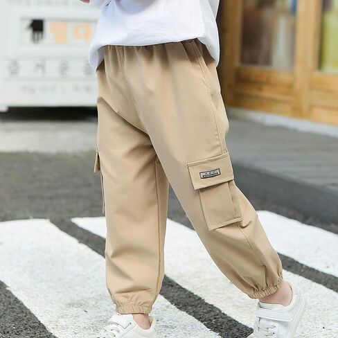 Boys Cargo Pants 2 Pack Casual Pants Elastic Waist School Pants Sports Running Joggers Comfy Pull On Trousers for Kid in Saudi Arabia