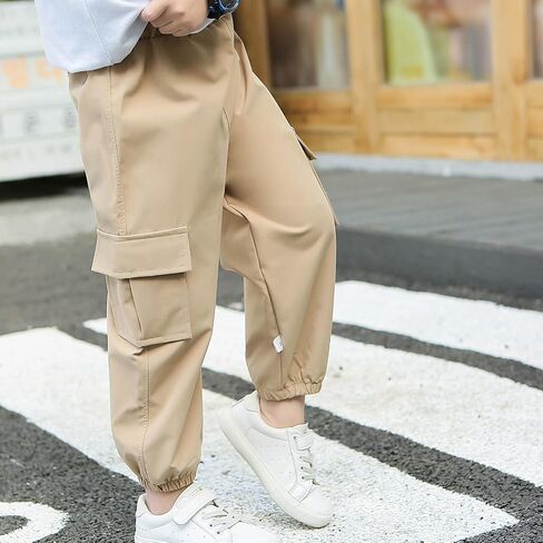 Boys Cargo Pants 2 Pack Casual Pants Elastic Waist School Pants Sports Running Joggers Comfy Pull On Trousers for Kid in Saudi Arabia