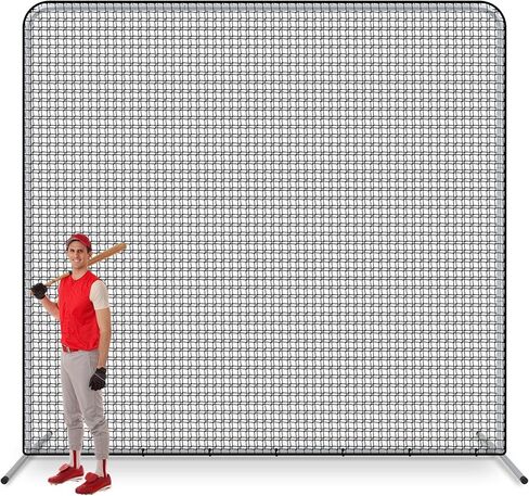 شاشة بيسبول Soulchen I مقاس 10 × 10 بوصات شبكة رمي الكرة اللينة بإطار فولاذي مقاس 1.5 بوصة مع حقيبة محمولة لقفص الضرب في الفناء الخلفي لحماية القاذف in Kuwait