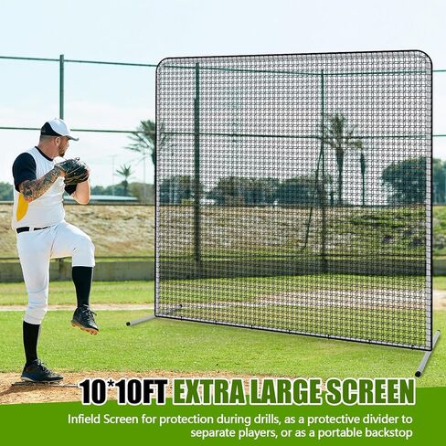 شاشة بيسبول Soulchen I مقاس 10 × 10 بوصات شبكة رمي الكرة اللينة بإطار فولاذي مقاس 1.5 بوصة مع حقيبة محمولة لقفص الضرب في الفناء الخلفي لحماية القاذف in Kuwait