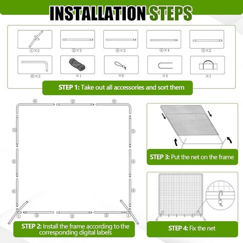 شاشة بيسبول Soulchen I مقاس 10 × 10 بوصات شبكة رمي الكرة اللينة بإطار فولاذي مقاس 1.5 بوصة مع حقيبة محمولة لقفص الضرب في الفناء الخلفي لحماية القاذف in Kuwait