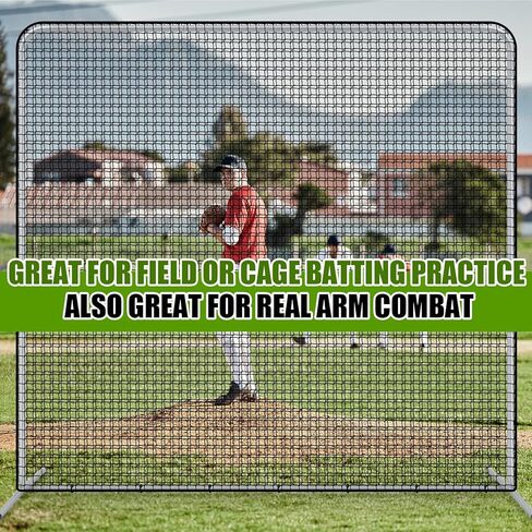 شاشة بيسبول Soulchen I مقاس 10 × 10 بوصات شبكة رمي الكرة اللينة بإطار فولاذي مقاس 1.5 بوصة مع حقيبة محمولة لقفص الضرب في الفناء الخلفي لحماية القاذف in Kuwait