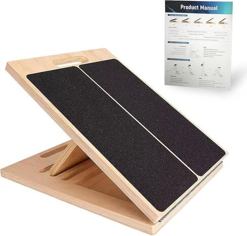 Adjustable 16.5"×12" Wooden Slant Board – 5-Angle Foldable Calf Stretcher & Squat Wedge for Home-Gym, Portable Incline Board, 350 lb Rated in Saudi Arabia