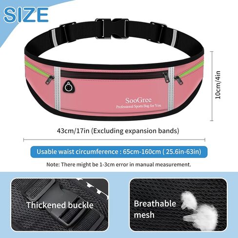 Slim Running Belt Sport Fanny Pack, Reflective Waist Pack, Waterproof Phone Holder, Jogging Pouch for Phone Money, Black in Saudi Arabia