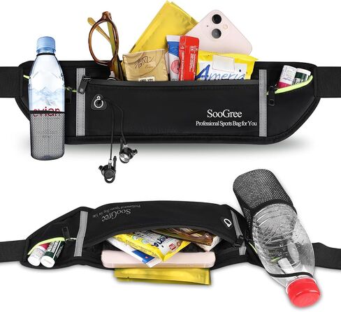 Slim Running Belt Sport Fanny Pack, Reflective Waist Pack, Waterproof Phone Holder, Jogging Pouch for Phone Money, Black in Saudi Arabia