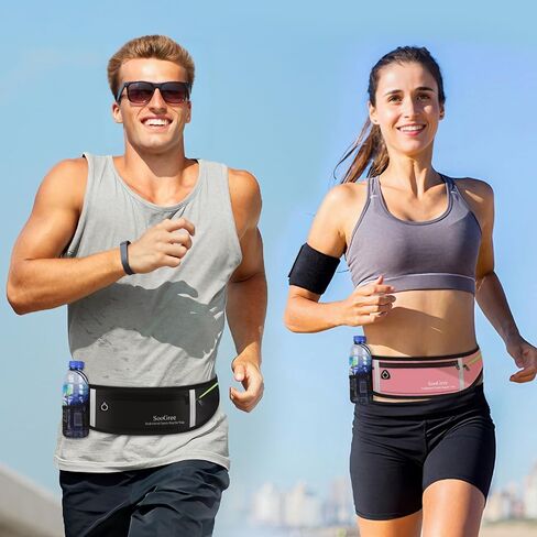 Slim Running Belt Sport Fanny Pack, Reflective Waist Pack, Waterproof Phone Holder, Jogging Pouch for Phone Money, Black in Saudi Arabia