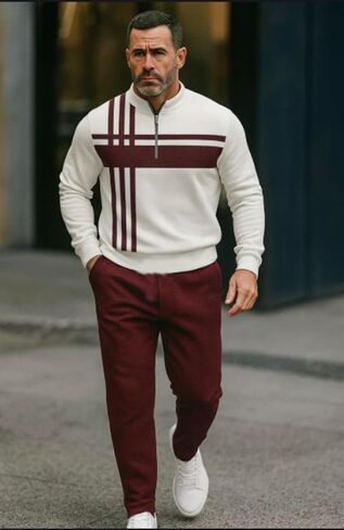 Men’s Tracksuit 2 Piece Set Athletic Sweat Suits Men Zip Up Jacket & Jogger Pants Casual Sport Outfit, Gym, Running in Saudi Arabia