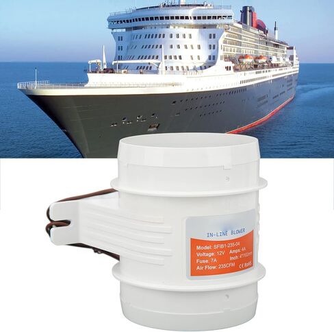 Estink 12V Inline Blower 4inch 235CFM High Efficiency Marine Air Blower with Sealed Motor for RVs Boats Yachts Bilge Engine Rooms Aisles in Kuwait