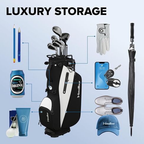 Golf Stand Bag - Lightweight Golf Bag with Stand and 7 Way Dividers, Dual Strap, Waterproof Pocket, Insulated Sleeve, Easy-Lift Handles and Swing-Cam Holder in Saudi Arabia