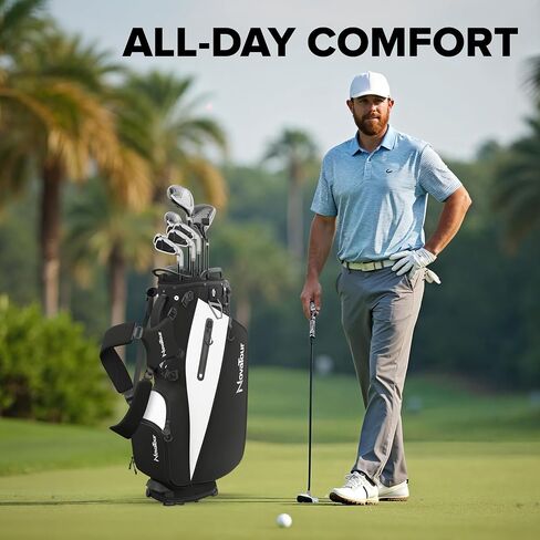 Golf Stand Bag - Lightweight Golf Bag with Stand and 7 Way Dividers, Dual Strap, Waterproof Pocket, Insulated Sleeve, Easy-Lift Handles and Swing-Cam Holder in Saudi Arabia