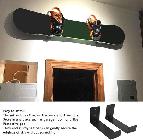 Wall Mount Snowboard Rack,Alloy Steel Floating Storage Bracket,Home Garage Display 30lbs Bearing Heavy Duty Indoor Organizer Minimalist Design Ski Equipment Holder Space in Saudi Arabia