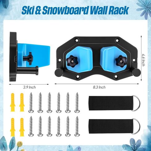 Soulchen 2 Pcs Ski and Snowboard Storage Rack Ski Wall Mount Vertical Storage Holders Snowboard Rack for Space Saving Garage Organization (Black Blue) in Saudi Arabia