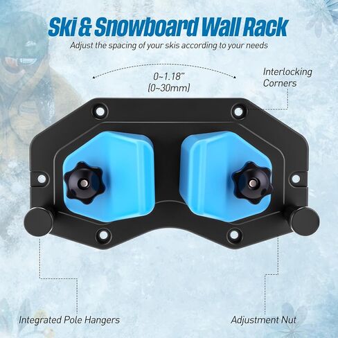 Soulchen 2 Pcs Ski and Snowboard Storage Rack Ski Wall Mount Vertical Storage Holders Snowboard Rack for Space Saving Garage Organization (Black Blue) in Saudi Arabia