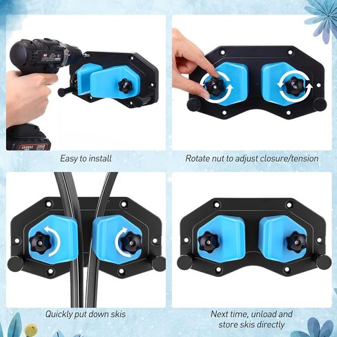 Soulchen 2 Pcs Ski and Snowboard Storage Rack Ski Wall Mount Vertical Storage Holders Snowboard Rack for Space Saving Garage Organization (Black Blue) in Saudi Arabia