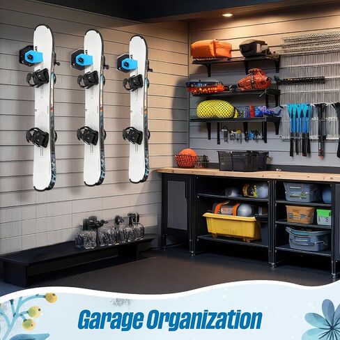 Soulchen 2 Pcs Ski and Snowboard Storage Rack Ski Wall Mount Vertical Storage Holders Snowboard Rack for Space Saving Garage Organization (Black Blue) in Saudi Arabia