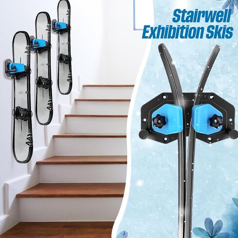Soulchen 2 Pcs Ski and Snowboard Storage Rack Ski Wall Mount Vertical Storage Holders Snowboard Rack for Space Saving Garage Organization (Black Blue) in Saudi Arabia