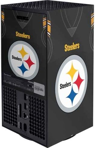 ملصق Skinit المخصص للألعاب متوافق مع حزمة Xbox Series X - تصميم Black Blast مرخص رسميًا من NFL Pittsburgh Steelers in Saudi Arabia