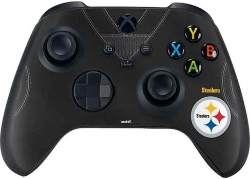 ملصق Skinit المخصص للألعاب متوافق مع حزمة Xbox Series X - تصميم Black Blast مرخص رسميًا من NFL Pittsburgh Steelers in Saudi Arabia