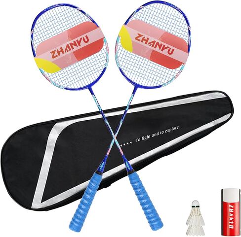 Badminton Racket Set,Badminton Rackets,82 Gram Lightweight Composite Carbon Professional Grade Racket,Both Offensive and Defensive,Including 2 Rackets,2 Shuttlecocks,and 1 Bag in Saudi Arabia