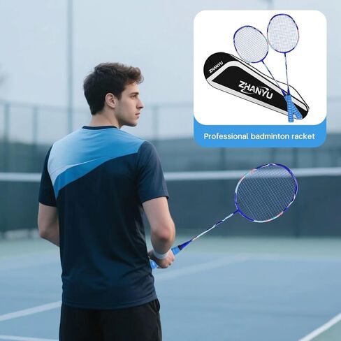 Badminton Racket Set,Badminton Rackets,82 Gram Lightweight Composite Carbon Professional Grade Racket,Both Offensive and Defensive,Including 2 Rackets,2 Shuttlecocks,and 1 Bag in Saudi Arabia