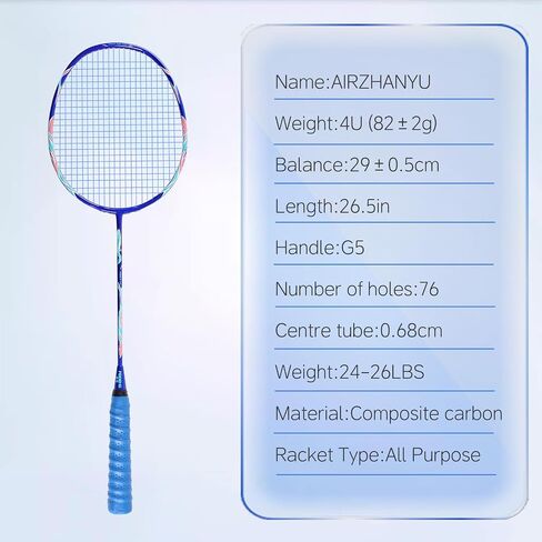 Badminton Racket Set,Badminton Rackets,82 Gram Lightweight Composite Carbon Professional Grade Racket,Both Offensive and Defensive,Including 2 Rackets,2 Shuttlecocks,and 1 Bag in Saudi Arabia