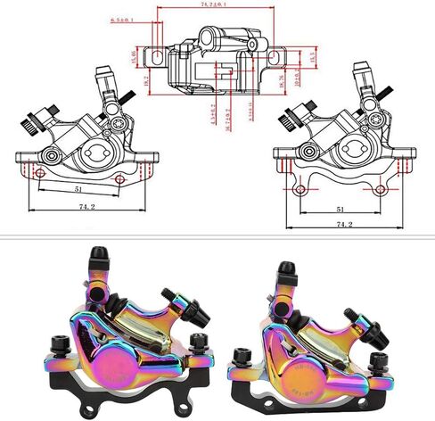 Hydraulic Disc Aluminium Alloy No Hydraulic Disc Brakes Levers Calipers Front Rear Brake Set(Colorful) in Saudi Arabia