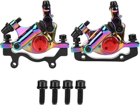 Hydraulic Disc Aluminium Alloy No Hydraulic Disc Brakes Levers Calipers Front Rear Brake Set(Colorful) in Saudi Arabia