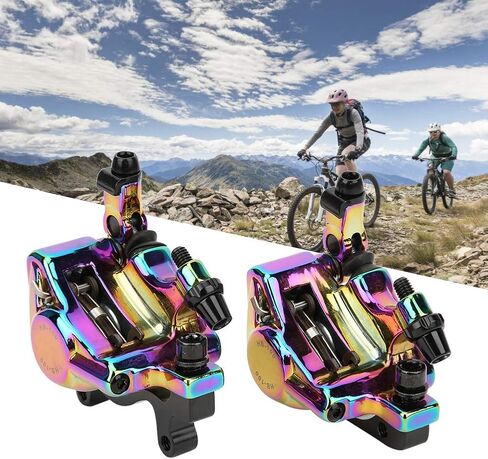 Hydraulic Disc Aluminium Alloy No Hydraulic Disc Brakes Levers Calipers Front Rear Brake Set(Colorful) in Saudi Arabia