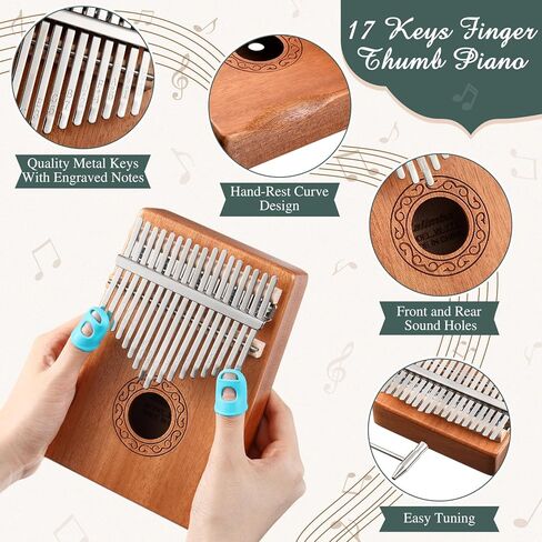 Rain Drum for Outside Garden Thumb Piano Kalimba Musical Instruments Set 8 Notes 6 Inches Steel Tongue Drum 17 Keys Finger Piano for Adult Beginners Gift for Christmas(Moss-flower Blue) in Kuwait