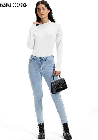 MAGCOMSEN Women Thermal Long Sleeve Tops Mock Turtleneck Underwear Fleece Lined Shirts Warm Ski Base Layer Cold Weather in Saudi Arabia