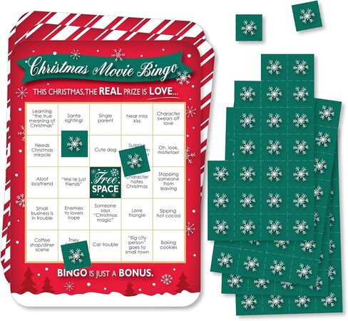 Big Dot of Happiness Christmas Movie Bingo, Christmas Party Games, Rom Com Holiday Bingo, Christmas Girls Night Bingo, Movie Night Game, Set of 18 in Saudi Arabia