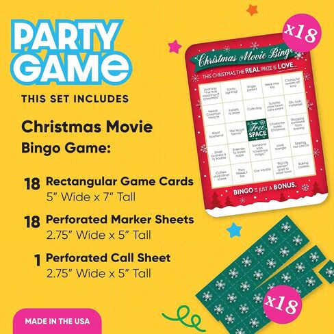 Big Dot of Happiness Christmas Movie Bingo, Christmas Party Games, Rom Com Holiday Bingo, Christmas Girls Night Bingo, Movie Night Game, Set of 18 in Saudi Arabia