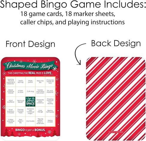 Big Dot of Happiness Christmas Movie Bingo, Christmas Party Games, Rom Com Holiday Bingo, Christmas Girls Night Bingo, Movie Night Game, Set of 18 in Saudi Arabia
