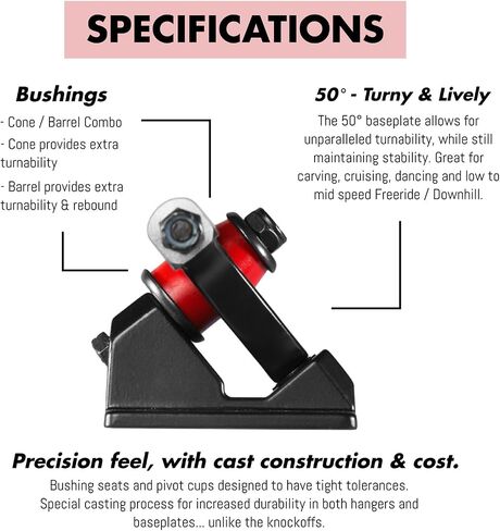 Caliber 3 Trucks 50° - Longboard Skateboard Trucks - for Downhill, DIY Electric Skateboard, Cruising, Freeride, Sliding, Eboard, Carving, Beginners. in Saudi Arabia