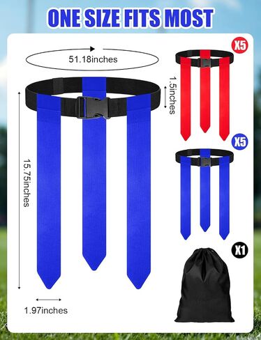 Flag Football Set, 10 Players Adjustable Belts for Kids Teens Adults Team Training Sport Events, 30 Flags in Saudi Arabia