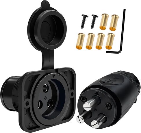 70A Trolling Motor Plug Receptacle Waterproof Heavy Duty 12-48V for 2 or 3-Wire Systems Compatible with Minn Kota Marine Boat (Black) in Saudi Arabia