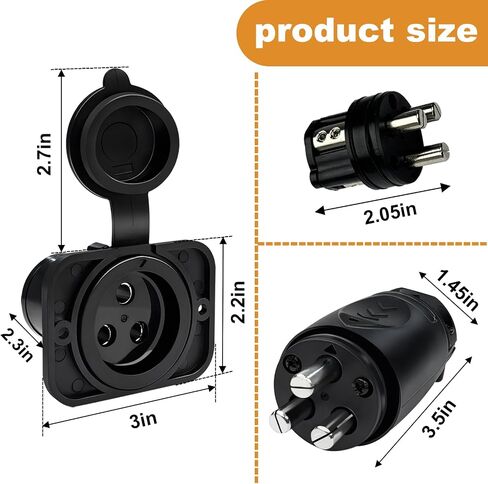 70A Trolling Motor Plug Receptacle Waterproof Heavy Duty 12-48V for 2 or 3-Wire Systems Compatible with Minn Kota Marine Boat (Black) in Saudi Arabia