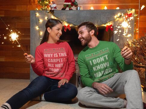 Wild Bobby Funny His Hers Matching Christmas Sweaters for Couples Holiday Graphic Sweatshirts in Saudi Arabia